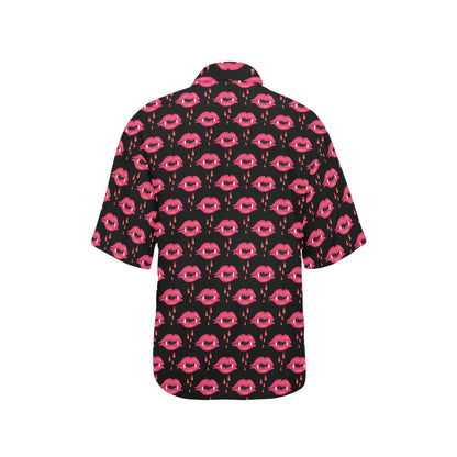 Vampire Lips Print Design LKS303 Women's Hawaiian Shirt