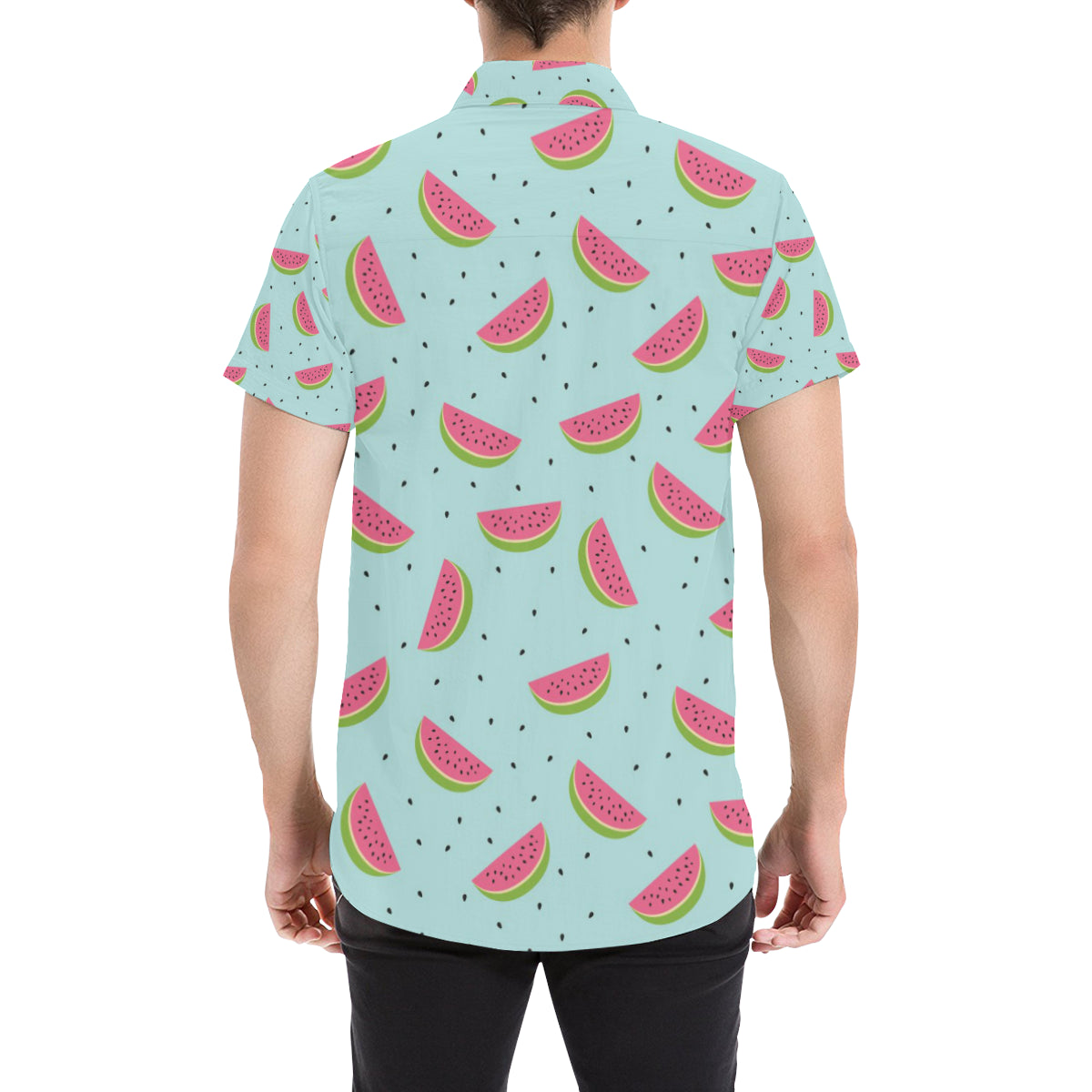 Watermelon Pattern Print Design WM06 Men's Short Sleeve Button Up Shirt