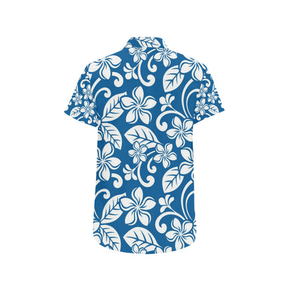Plumeria Pattern Print Design PM013 Men's Short Sleeve Button Up Shirt
