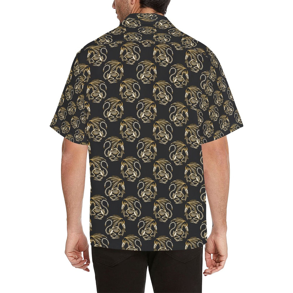Skeleton Dragon Print Design LKS306 Men's Hawaiian Shirt