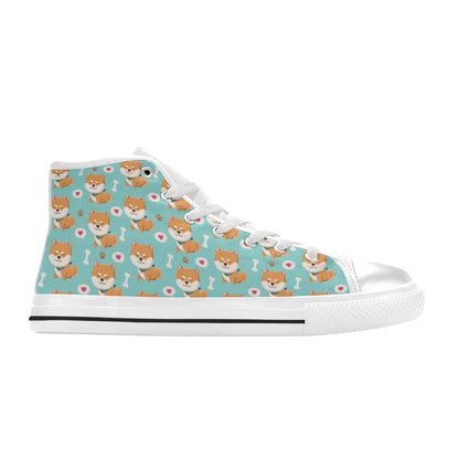 Shiba Inu Print Design LKS3013 High Top Women's White Shoes