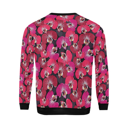 Orchid Red Pattern Print Design OR05 Men Long Sleeve Sweatshirt