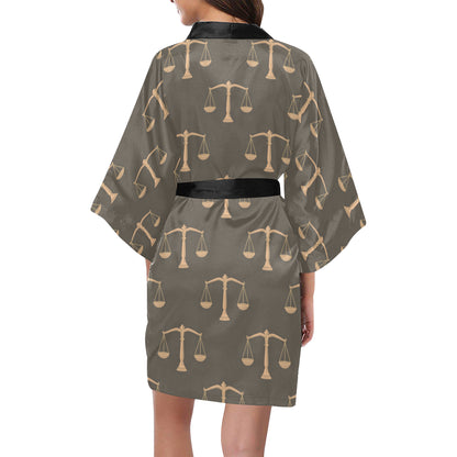 Libra Pattern Print Design 01 Women's Short Kimono