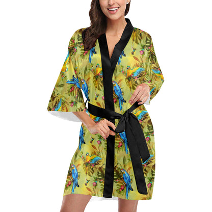 Parrot Pattern Print Design A02 Women's Short Kimono