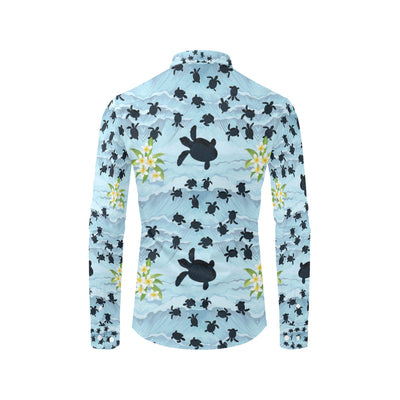 Sea Turtle Pattern Print Design T011 Men's Long Sleeve Shirt