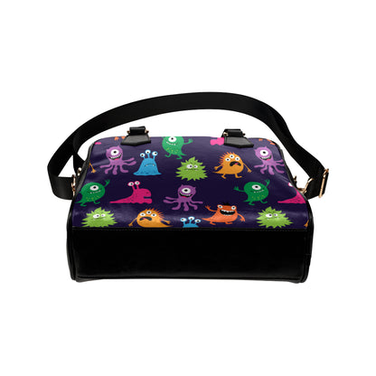 Monster Cartoon Pattern Print Design 02 Shoulder Handbag