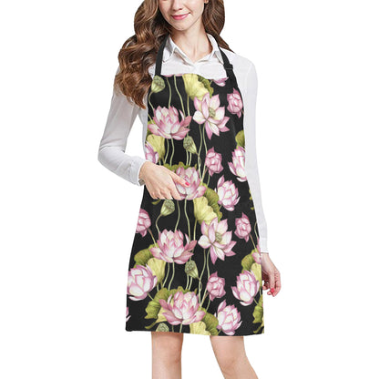 Water Lily Pattern Print Design WL06 Apron with Pocket