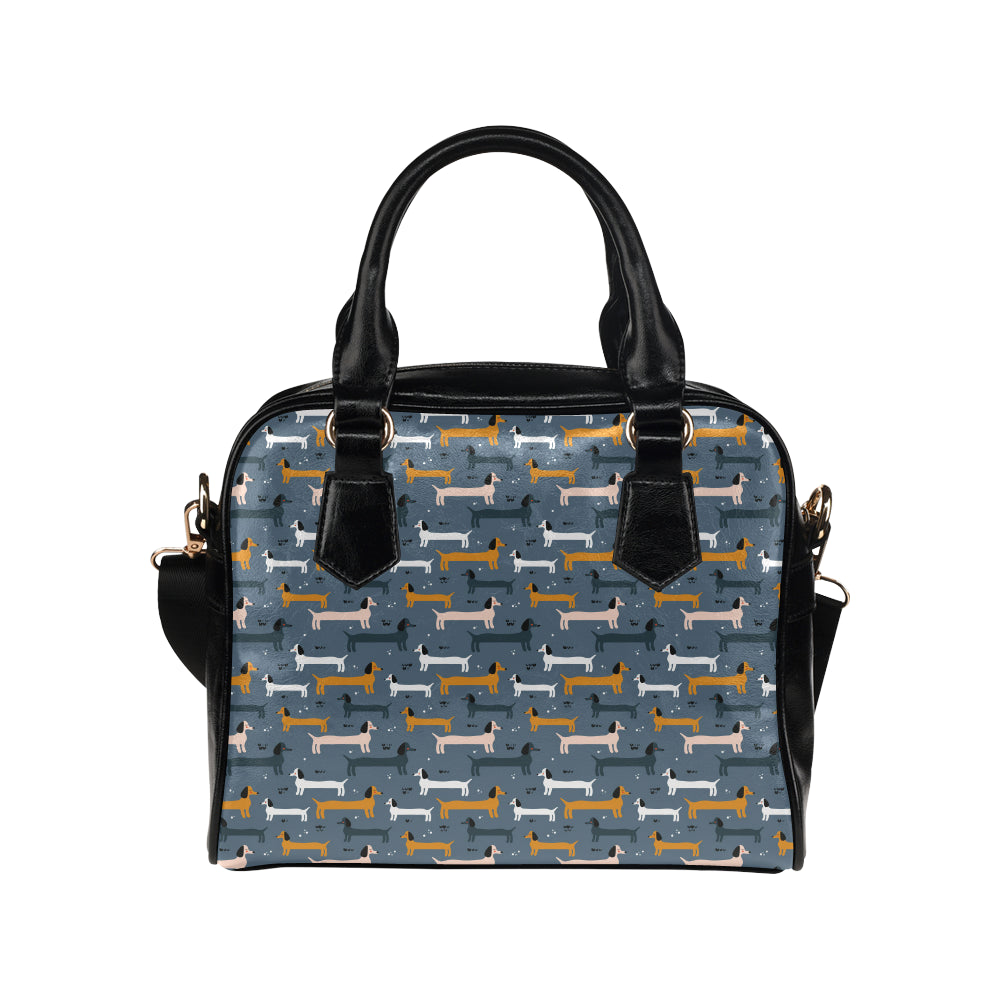 Dachshund Pattern Print Design 012 Shoulder Handbag