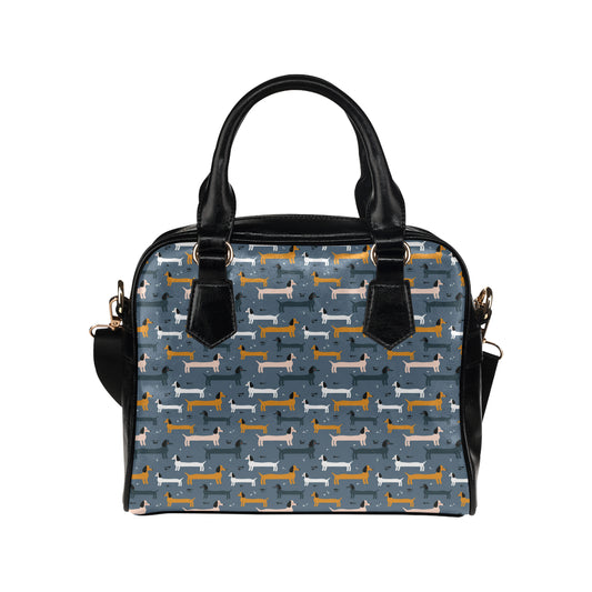 Dachshund Pattern Print Design 012 Shoulder Handbag