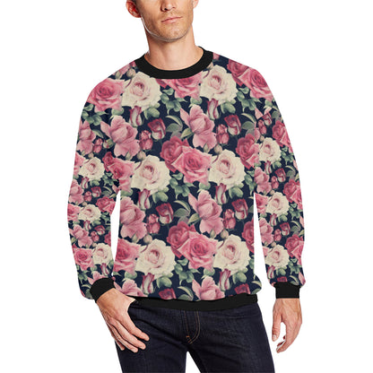 Rose Pattern Print Design RO05 Men Long Sleeve Sweatshirt