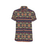 Ethnic Geometric Print Pattern Men's Short Sleeve Button Up Shirt