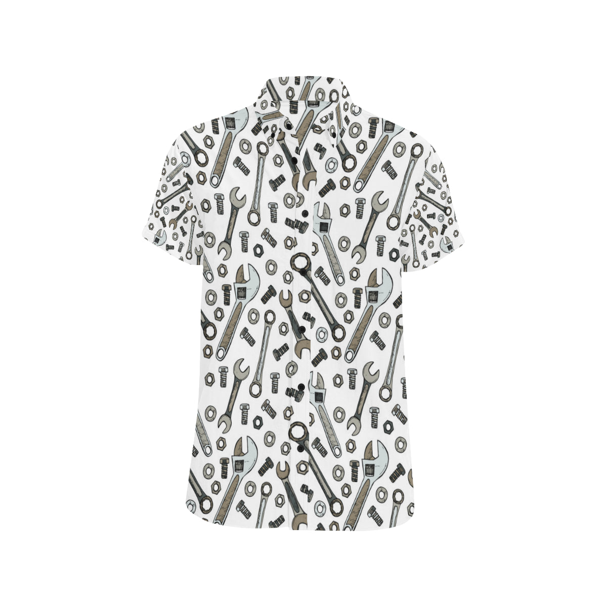 Mechanic Pattern Print Design 03 Men's Short Sleeve Button Up Shirt