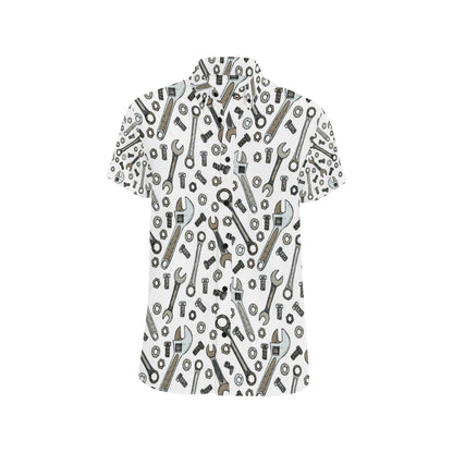 Mechanic Pattern Print Design 03 Men's Short Sleeve Button Up Shirt