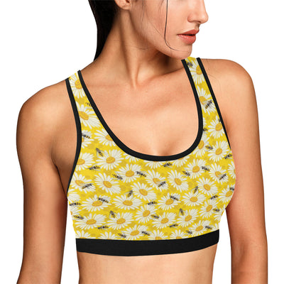 Bee Daisy Pattern Print Design 06 Sports Bra