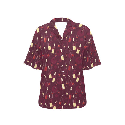 Wine Themed Pattern Print Women's Hawaiian Shirt