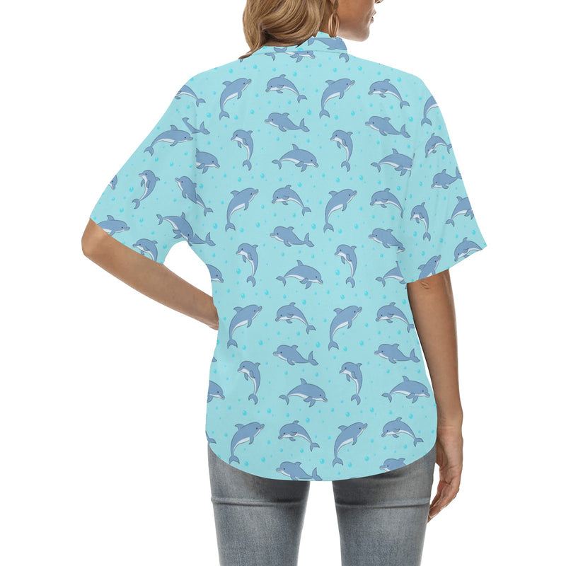 Dolphin Baby Cute Print Pattern Women's Hawaiian Shirt