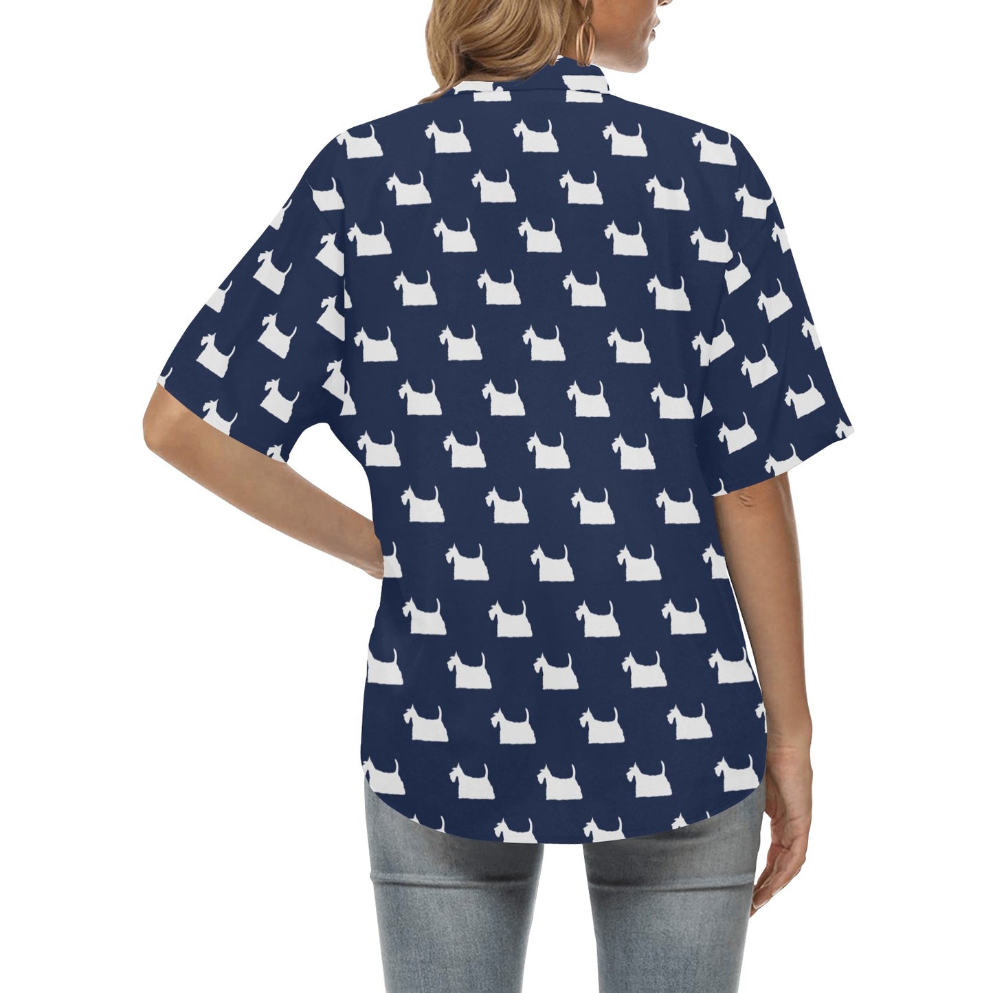 Scottish Terriers Print Design LKS303 Women's Hawaiian Shirt