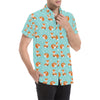 Fox Design Snow Print Pattern Men's Short Sleeve Button Up Shirt