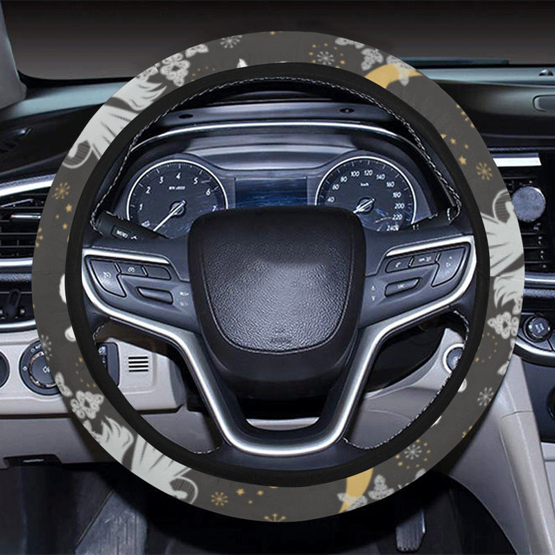 Angel Pattern Print Design 04 Steering Wheel Cover with Elastic Edge