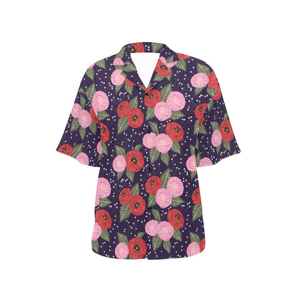 Camellia Pattern Print Design CM02 Women's Hawaiian Shirt