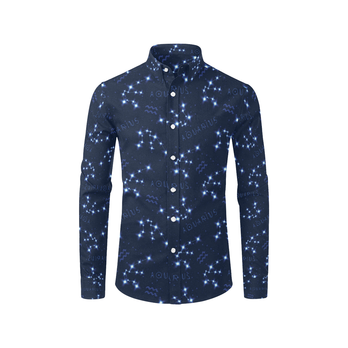 Aquarius Zodiac Pattern Print Design 02 Men's Long Sleeve Shirt