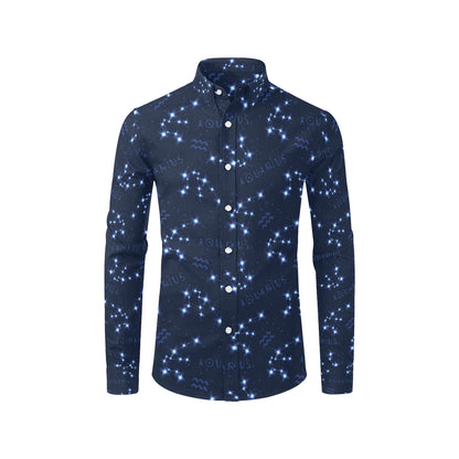 Aquarius Zodiac Pattern Print Design 02 Men's Long Sleeve Shirt