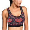 Red Indian Elephant Pattern Sports Bra