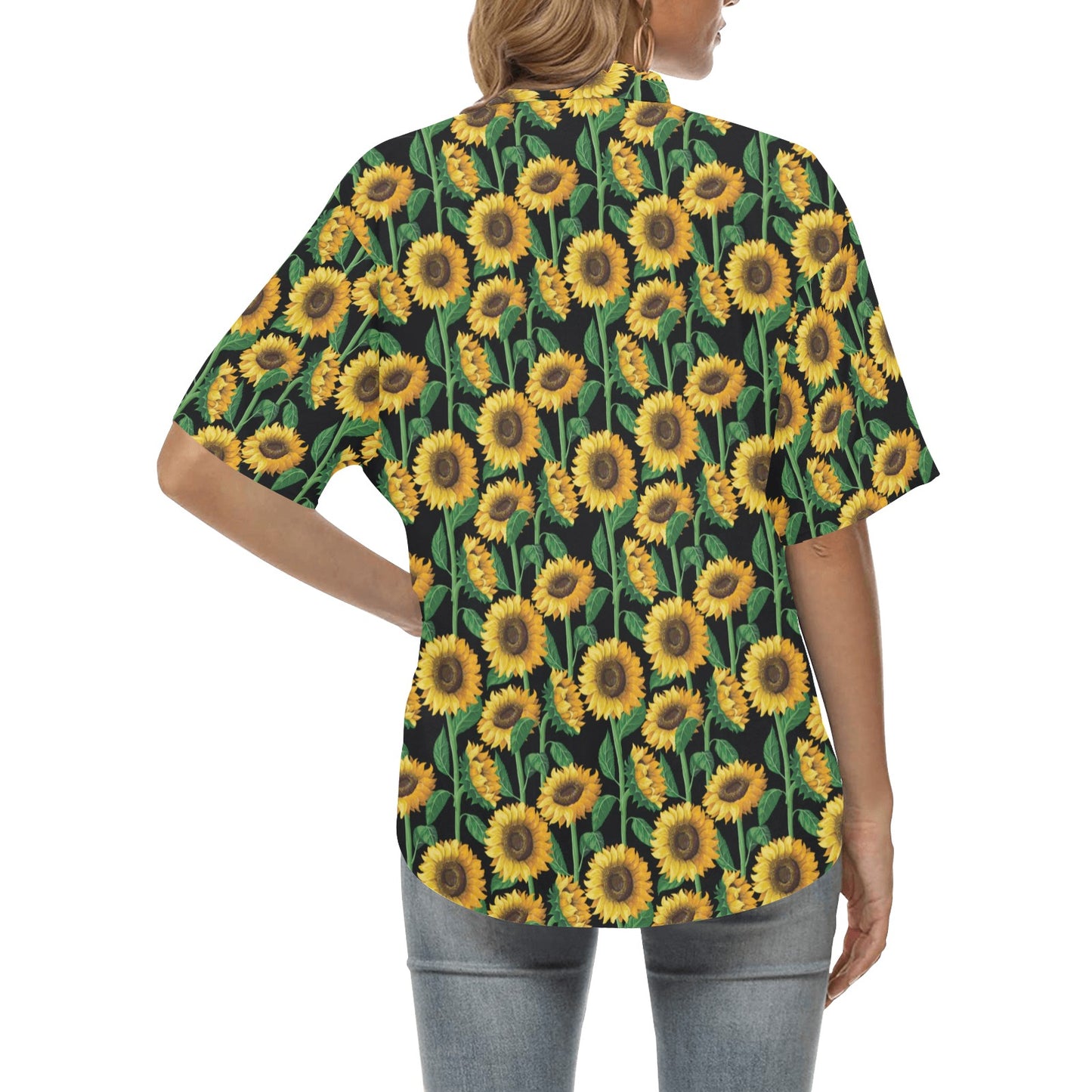 Sunflower Realistic Print Pattern Women's Hawaiian Shirt