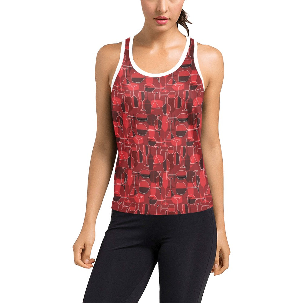 Wine Glass Print Design LKS301 Women's Racerback Tank Top