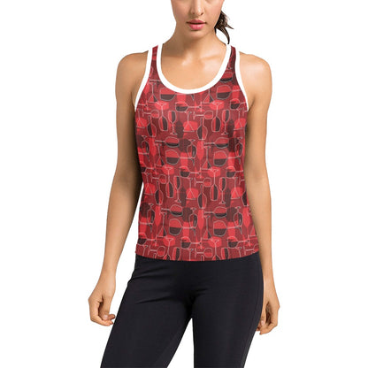 Wine Glass Print Design LKS301 Women's Racerback Tank Top