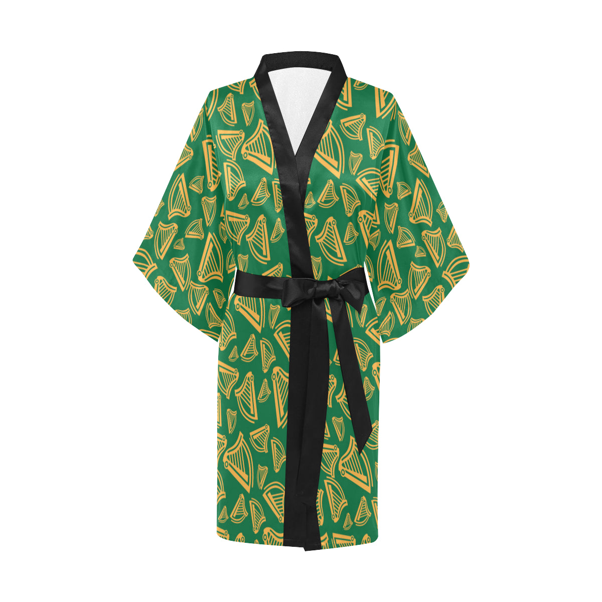 Harp Pattern Print Design 03 Women's Short Kimono