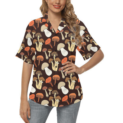 Mushroom Pattern Print Design A05 Women's Hawaiian Shirt