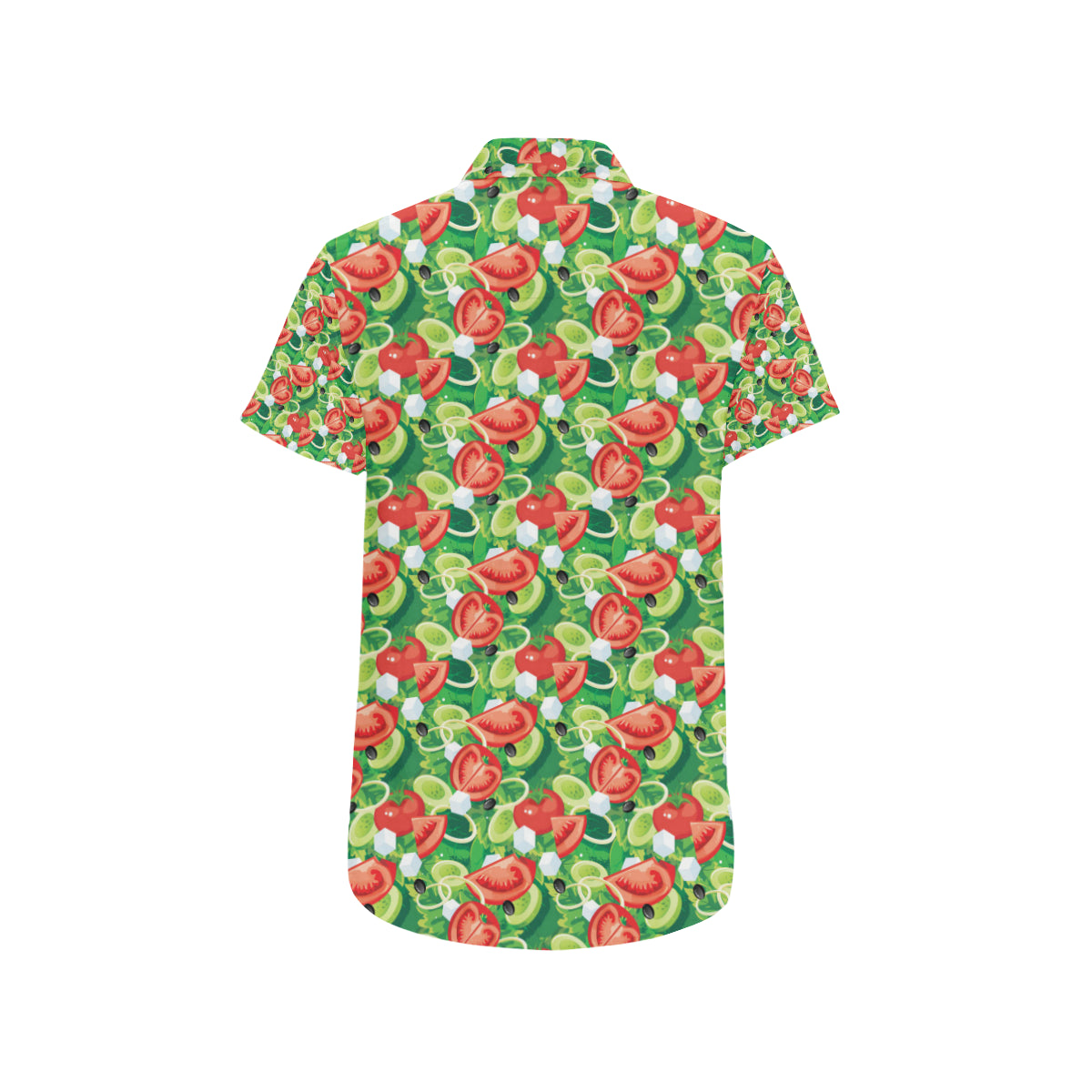 Vegan Salad Themed Design Print Men's Short Sleeve Button Up Shirt