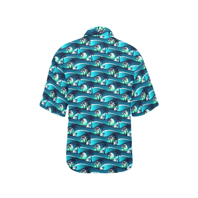 Beach Wave Design Print Women's Hawaiian Shirt