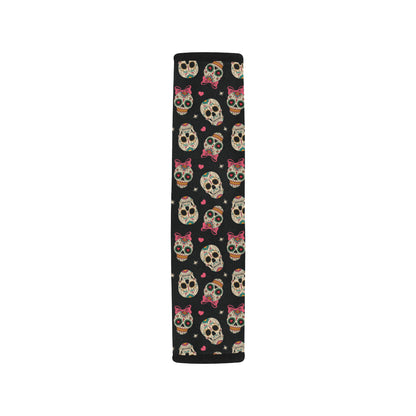Sugar Skull Pink Bow Themed Print Car Seat Belt Cover