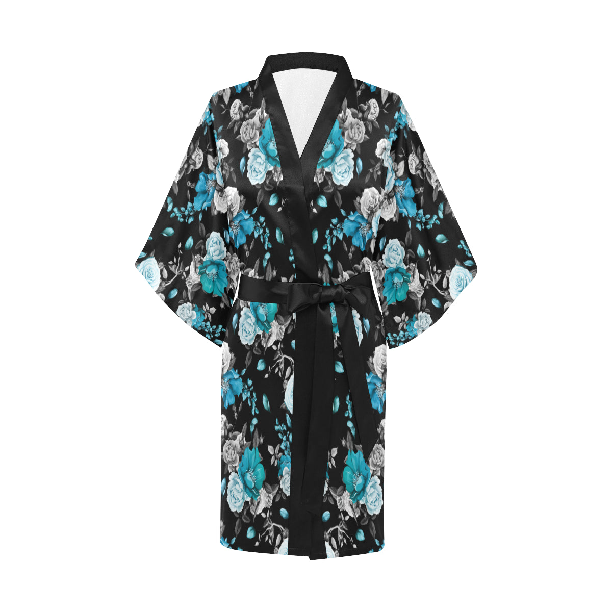 Rose Pattern Print Design A02 Women's Short Kimono