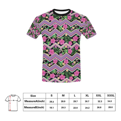 Hibiscus Pink Zigzag Line Pattern Design LKS307 Men's All Over Print T-shirt