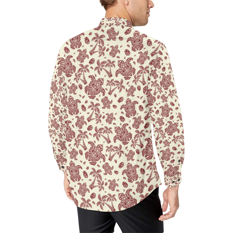 Polynesian Tattoo Turtle Themed Men's Long Sleeve Shirt