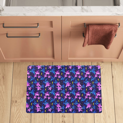 Palm Tree Night Scene Design Print Kitchen Mat