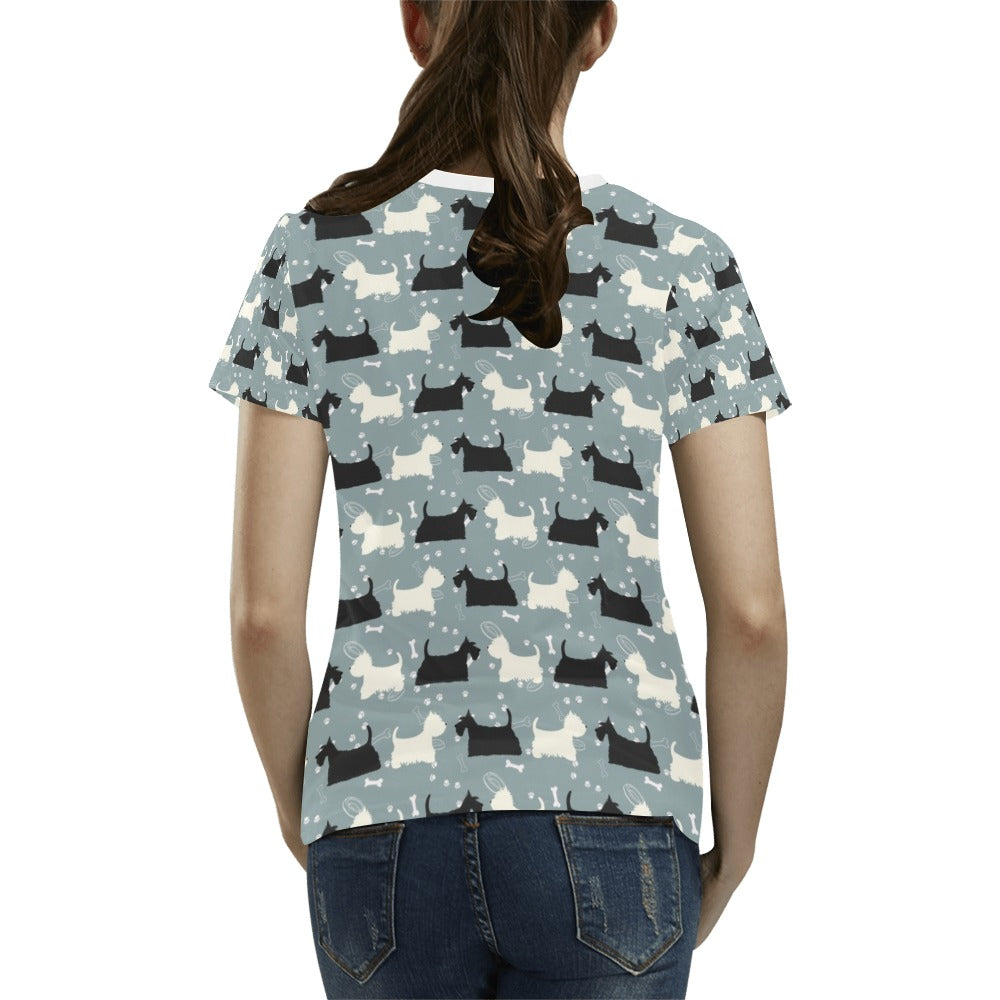 Scottish Terriers Print Design LKS301 Women's  T-shirt