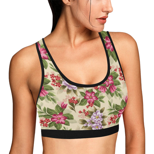 Summer Floral Pattern Print Design SF08 Sports Bra