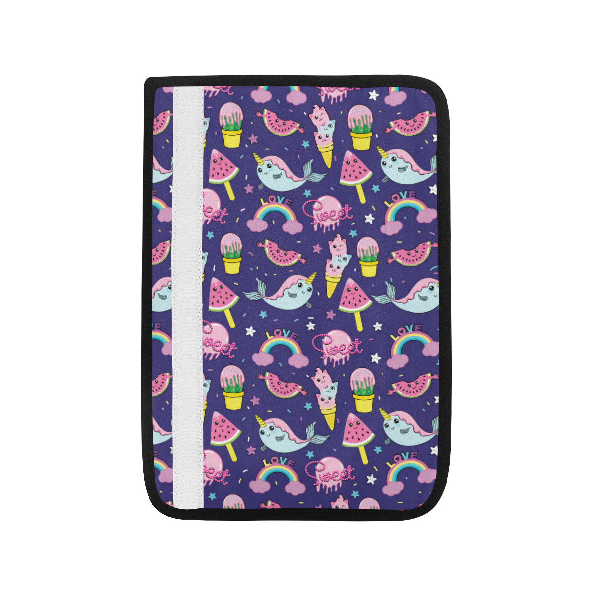 Narwhal Cute Pattern Print Design 02 Car Seat Belt Cover