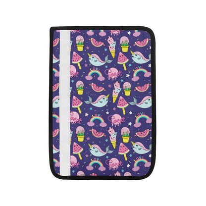 Narwhal Cute Pattern Print Design 02 Car Seat Belt Cover