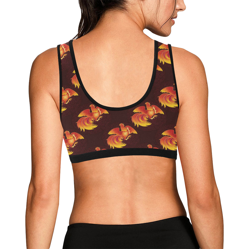 Rooster Pattern Print Design A04 Sports Bra