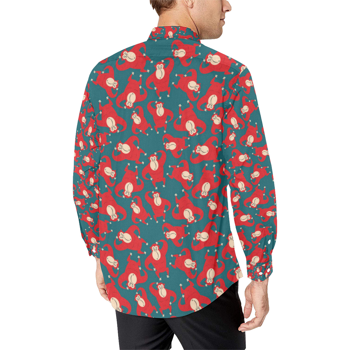 Chimpanzee Pattern Print Design 04 Men's Long Sleeve Shirt