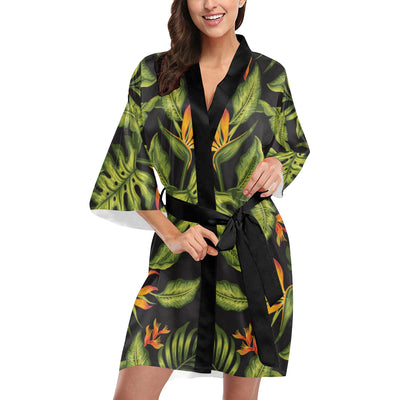 Bird Of Paradise Pattern Print Design BOP013 Women's Short Kimono