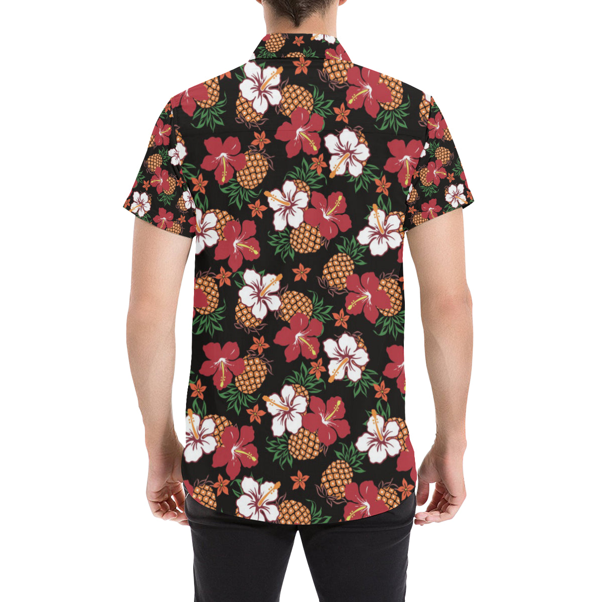 Hawaiian Themed Pattern Print Design H013 Men's Short Sleeve Button Up Shirt