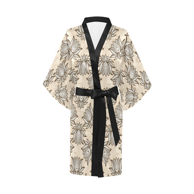 lotus Boho Pattern Print Design LO05 Women Kimono Robe