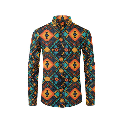 Kente Pattern Print Design 04 Men's Long Sleeve Shirt