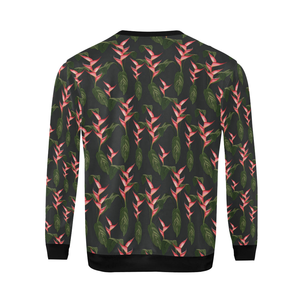 Heliconia Pattern Print Design HL07 Men Long Sleeve Sweatshirt